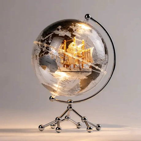 LED Illuminated World Globe with Metal Stand Decor Desktop Globes