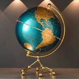 LED Illuminated World Globe with Metal Stand Decor Desktop Globes