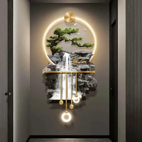 3D Waterfall LED Wall Art with Nature Scene Decor Artwork