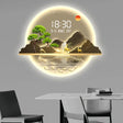 LED Mountain Landscape Wall Clock with Display Decor Wall Clocks