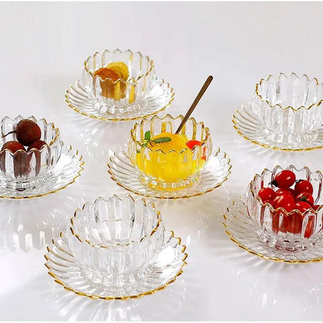 European Style Flower Glass Bowl Glassware Serving Bowls