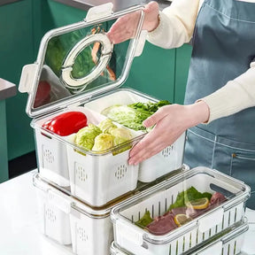 Stackable Fridge Produce Storage Box with Drainer Food Storage Containers