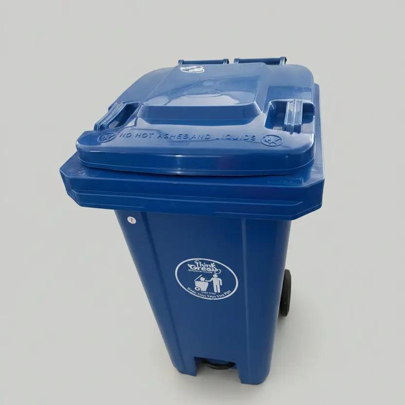 Heavy-Duty Mobile Plastic Waste Bin 240L Cleaning Equipment Trash Cans