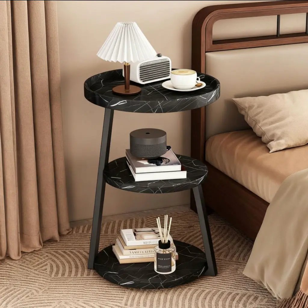 Trinity 3-Tier Round Side Table Black Side Tables End Tables