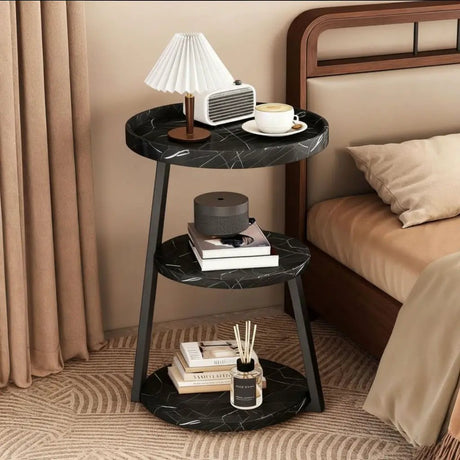 Trinity 3-Tier Round Side Table Black Side Tables End Tables