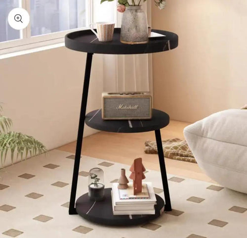 Trinity 3-Tier Round Side Table Black Side Tables End Tables