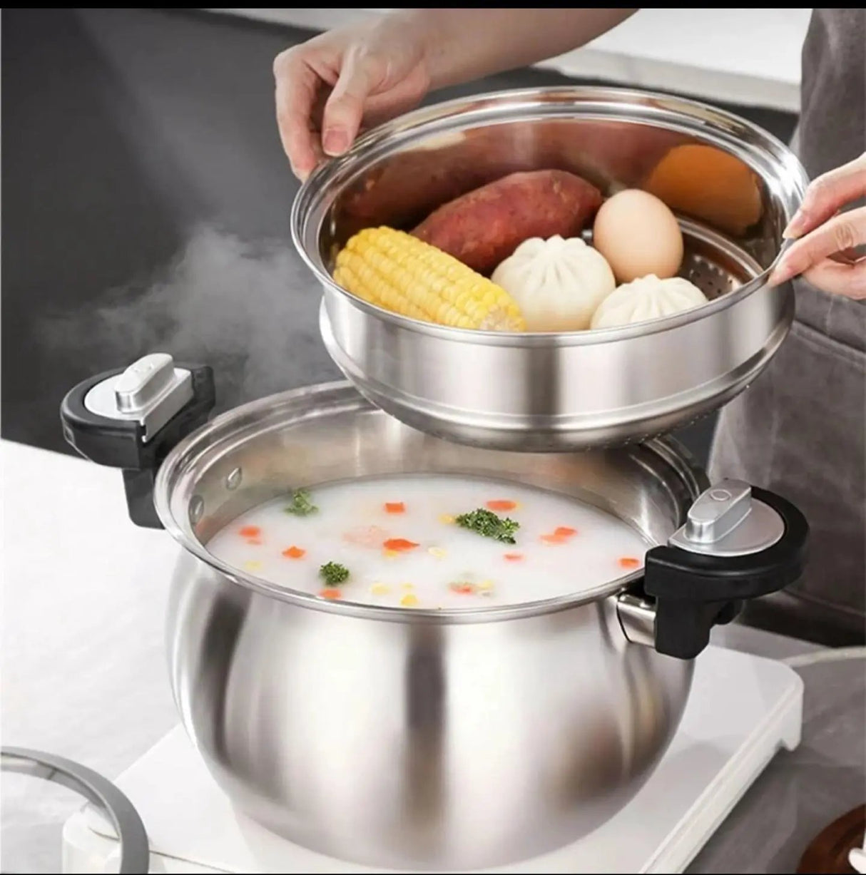 2-in-1 Triply Stainless Steel Pressure Cooker & Steamer Cookware Pressure Cookers