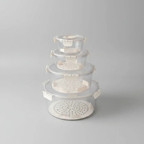 4-Piece Circular Food Storage Containers Kitchen Storage Food Storage Containers