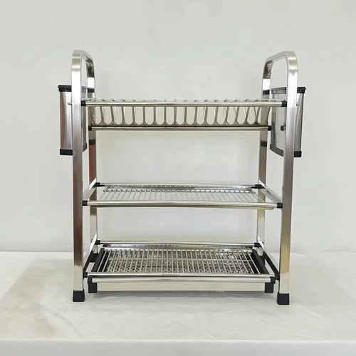 Heavy Duty 3-Tier Aluminium Dish Rack Kitchen Storage Dish Racks