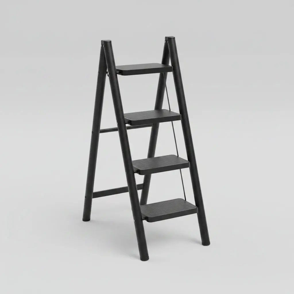 3-Layer Metallic Ladder Shelf Shelving & Storage Ladder Bookcases & Shelves