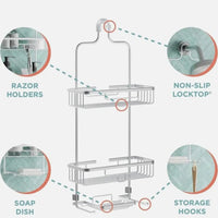 3-Layer Aluminum Shower Caddy Home Storage & Organization Shower Caddies