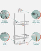 3-Layer Aluminum Shower Caddy Home Storage & Organization Shower Caddies