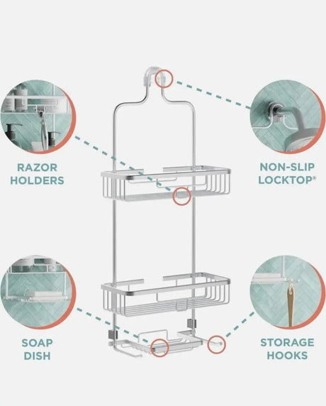 3-Layer Aluminum Shower Caddy Home Storage & Organization Shower Caddies