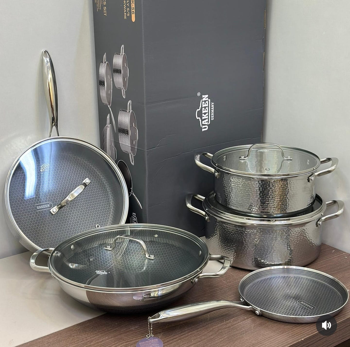 Uakeen VK56 Triple S/S Cookware Set 9pc Cookware Cookware Sets