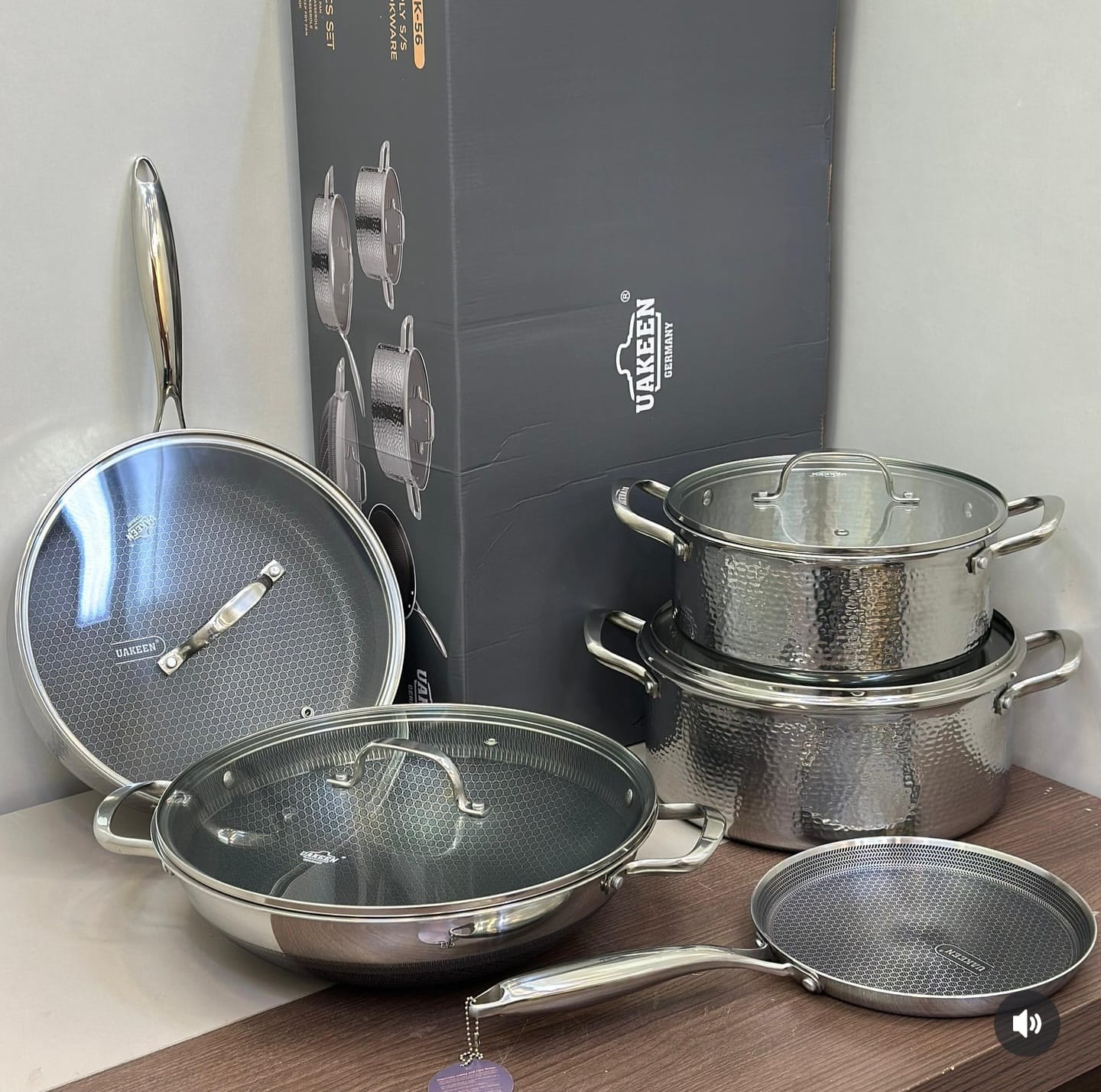Uakeen VK56 Triple S/S Cookware Set 9pc Cookware Cookware Sets