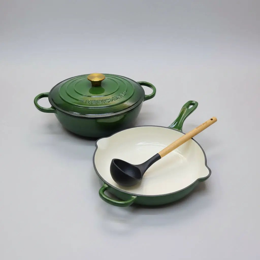 3 Pcs Enamel Cast Iron Cooking Pot Set Cookware Cookware Sets