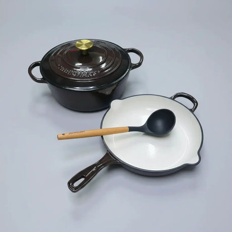 3 Pcs Enamel Cast Iron Cooking Pot Set Cookware Cookware Sets
