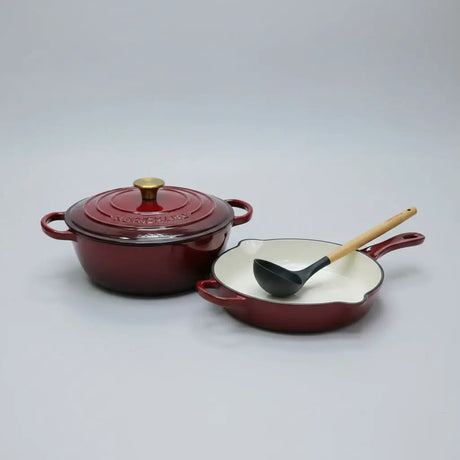 3 Pcs Enamel Cast Iron Cooking Pot Set Cookware Cookware Sets