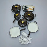 12 Pcs Enamel Cast Iron Cooking Pot Set Cookware Cookware & Bakeware Combo Sets