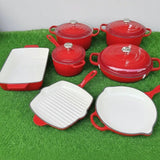 12 Pcs Enamel Cast Iron Cooking Pot Set Cookware Cookware & Bakeware Combo Sets
