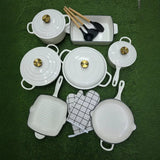 12 Pcs Enamel Cast Iron Cooking Pot Set Cookware Cookware & Bakeware Combo Sets