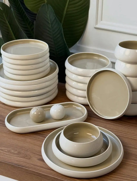 Dinner Set For Six 27 Piece Elegant European double glazed Porcelain Dinner set Kitchen & Dining Dinnerware Sets