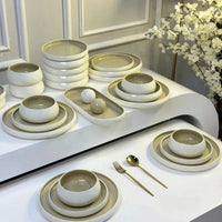 Dinner Set For Six 27 Piece Elegant European double glazed Porcelain Dinner set Kitchen & Dining Dinnerware Sets