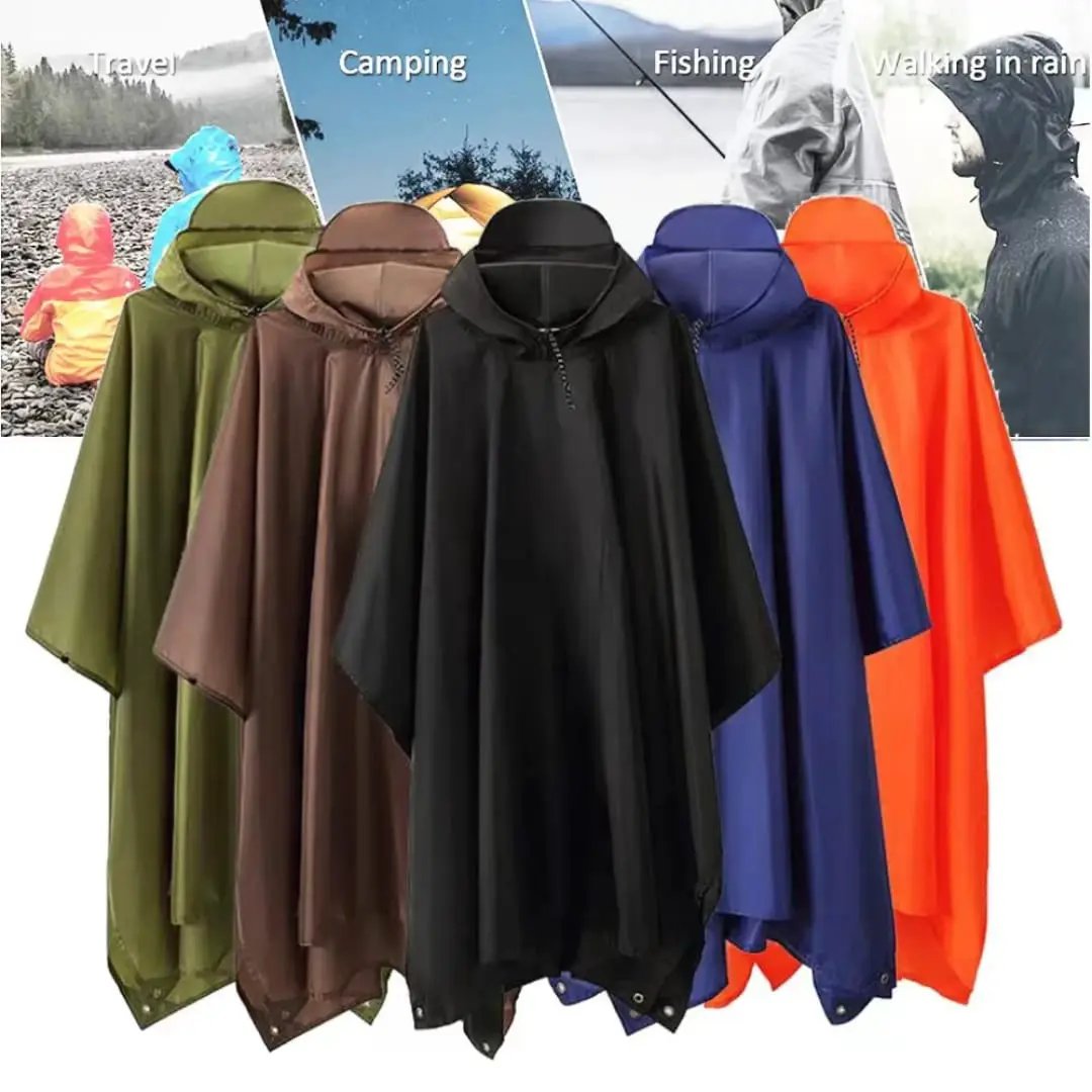 Unisex Adult Rain Poncho with Cap Outdoor & Travel Ponchos
