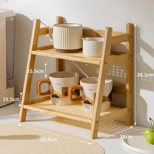 2-Tier Wooden Desktop Storage Shelf Home & Office Storage Rack Bookcases & Shelves