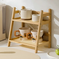 2-Tier Wooden Desktop Storage Shelf Home & Office Storage Rack Bookcases & Shelves