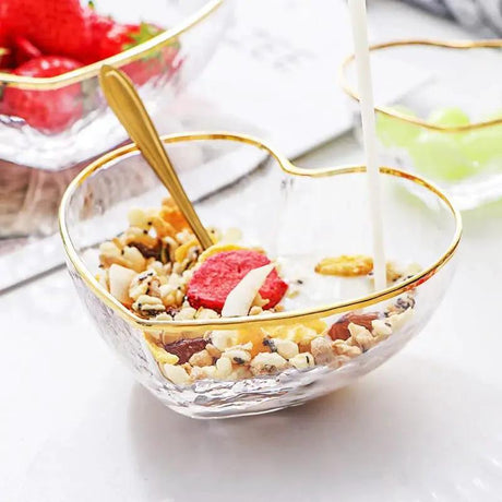 3 Pcs Heart-Shaped Glass Salad Bowl Set Kitchen & Dining Serving Bowls