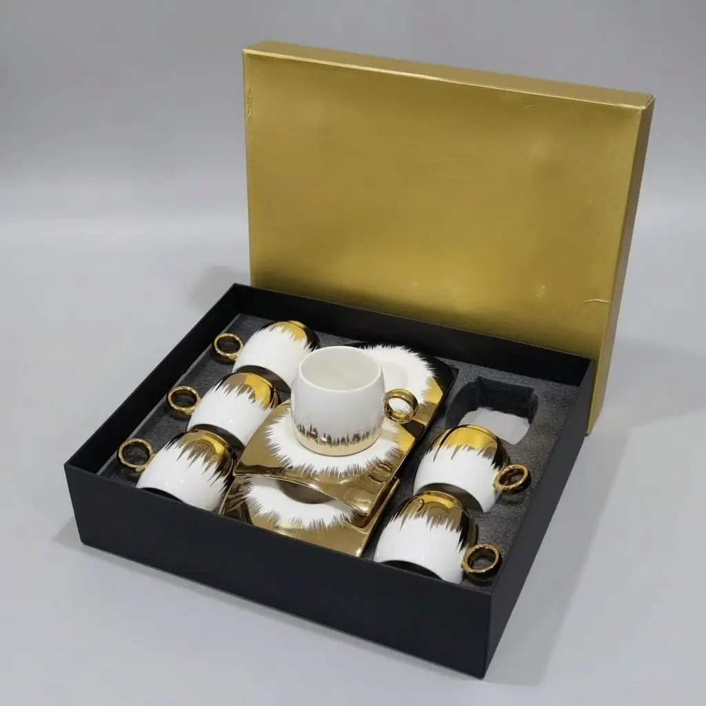 12 Pcs Cup & Saucer Gift Box Set Kitchen & Dining Coffee Sets