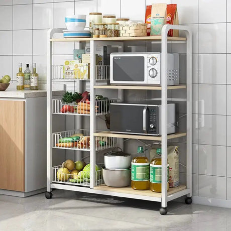 Metallic Kitchen Rack with Lockable Wheels Kitchen & Storage Carts