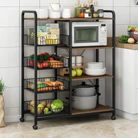 Metallic Kitchen Rack with Lockable Wheels Kitchen & Storage Carts