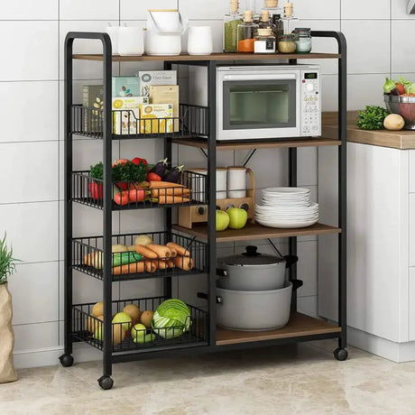 Metallic Kitchen Rack with Lockable Wheels Kitchen & Storage Carts