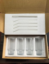 Highball Crystal Ribbed Glasses with Bamboo Lids & Straws Set of 4 Kitchen & Dining Drinkware Sets