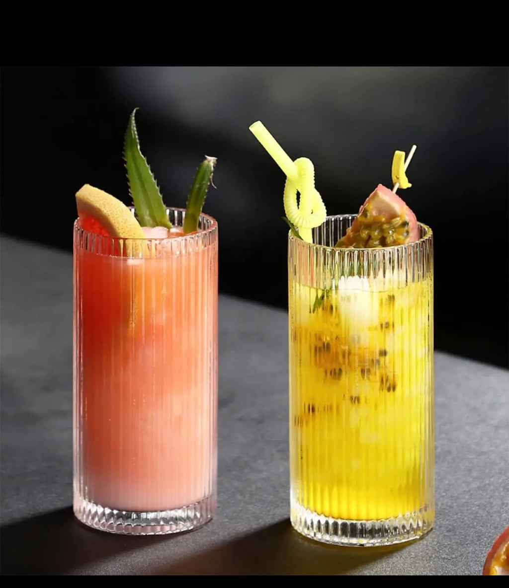 Ribbed Aesthetic Highball Glass Kitchen & Dining Tumblers