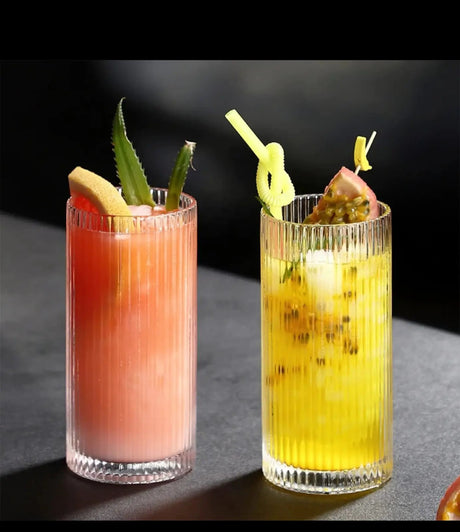 Ribbed Aesthetic Highball Glass Kitchen & Dining Tumblers