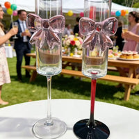 Pink Bow Champagne Flutes Set of 6 Kitchen & Dining Champagne Glasses