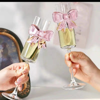 Pink Bow Champagne Flutes Set of 6 Kitchen & Dining Champagne Glasses
