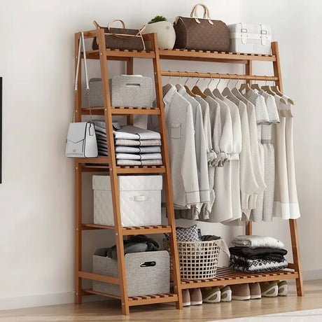 Eco-Friendly Bamboo Multilayer Clothing Hanging Rack Home & Living Garment Racks