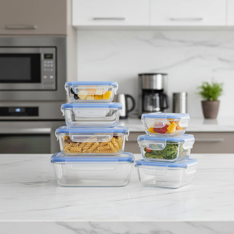 8-Pack Borosilicate Glass Food Storage Containers with Airtight Lids Kitchen & Dining Food Storage Containers