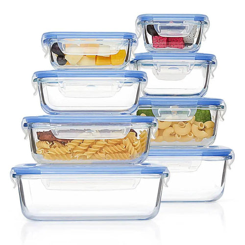 8-Pack Borosilicate Glass Food Storage Containers with Airtight Lids Kitchen & Dining Food Storage Containers