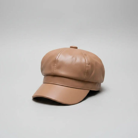 Vintage Faux Leather Unisex Newsboy Beret Cap Fashion & Accessories Berets
