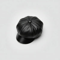 Vintage Faux Leather Unisex Newsboy Beret Cap Fashion & Accessories Berets