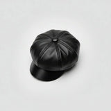 Vintage Faux Leather Unisex Newsboy Beret Cap Fashion & Accessories Berets