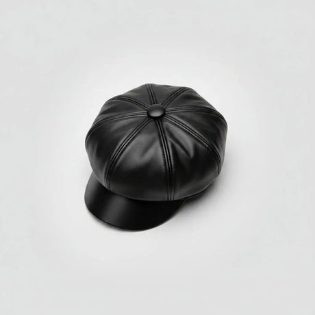 Vintage Faux Leather Unisex Newsboy Beret Cap Fashion & Accessories Berets