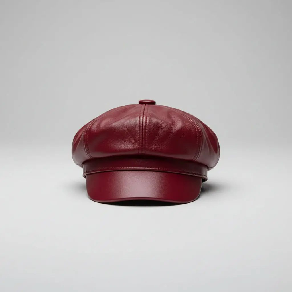 Vintage Faux Leather Unisex Newsboy Beret Cap Fashion & Accessories Berets