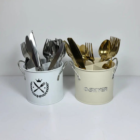 Partitioned Alloy Cutlery Holder Flatware Trays