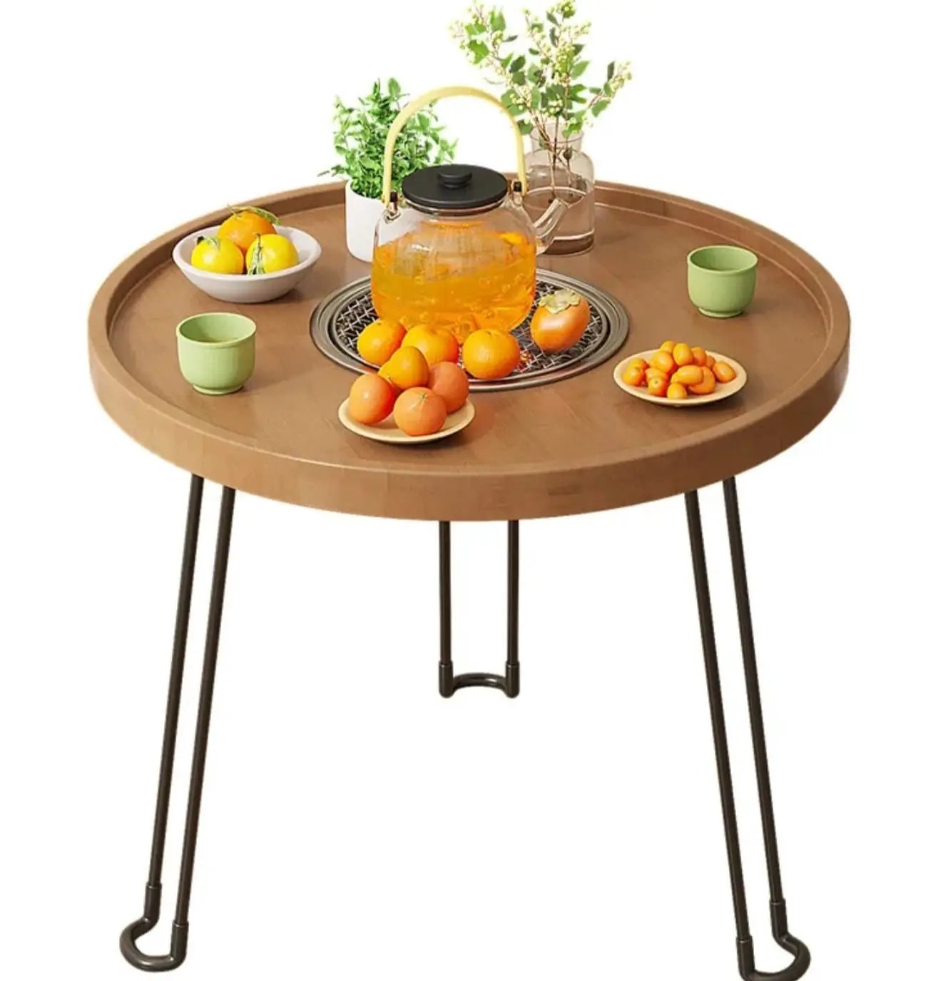 Round Coffee Table with Foldable Legs Furniture Coffee Tables